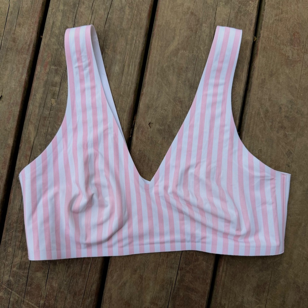 Victorias Secret Pink White Striped V-Neck Bralette Size Medium M/B80